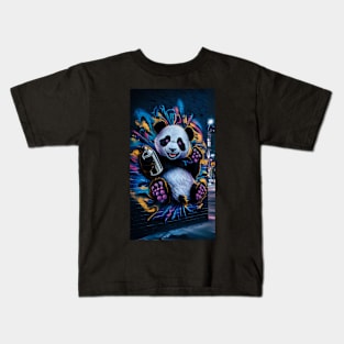 Cool colorful panda graffiti art Kids T-Shirt